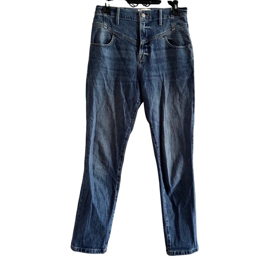 Frame Denim Maya River Retro V Yoke Straight Jeans Blue 5-Pocket High Rise Sz 28
